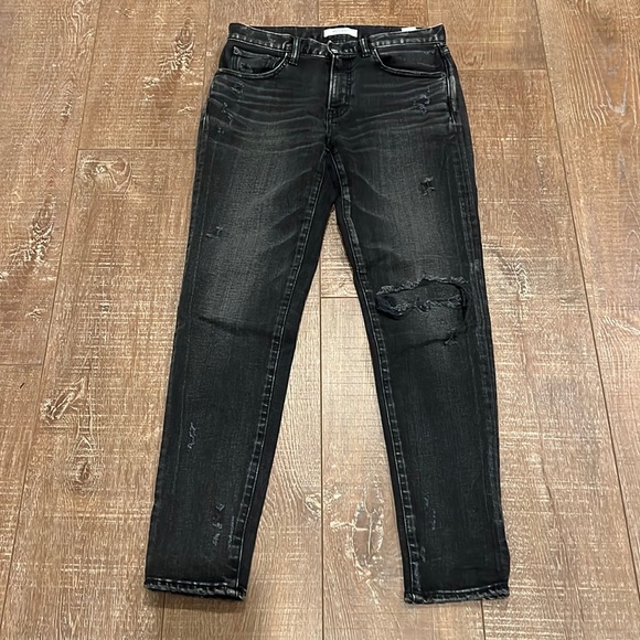 Moussy Vintage Lenwood Black Distressed Mid Rise Tapered Jeans - Picture 7 of 11